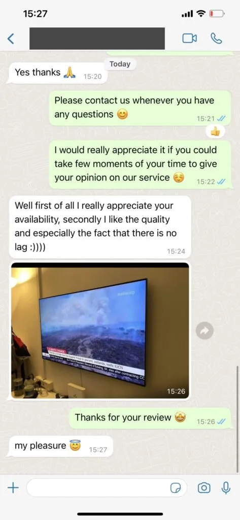 WhatsApp customer support chat screenshot 2 on NaxoTV
