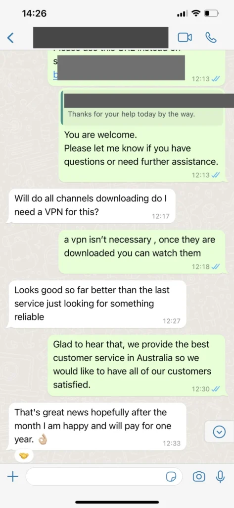 WhatsApp customer support chat screenshot 3 on NaxoTV